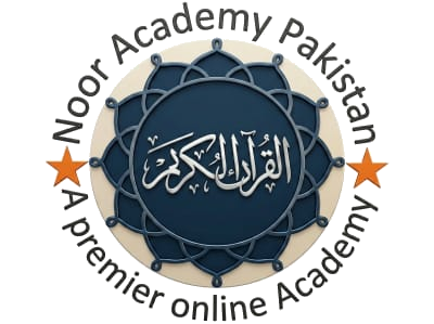 Noor Academy Pakistan logo — circular gold and navy emblem